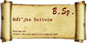 Böjte Szilvia névjegykártya